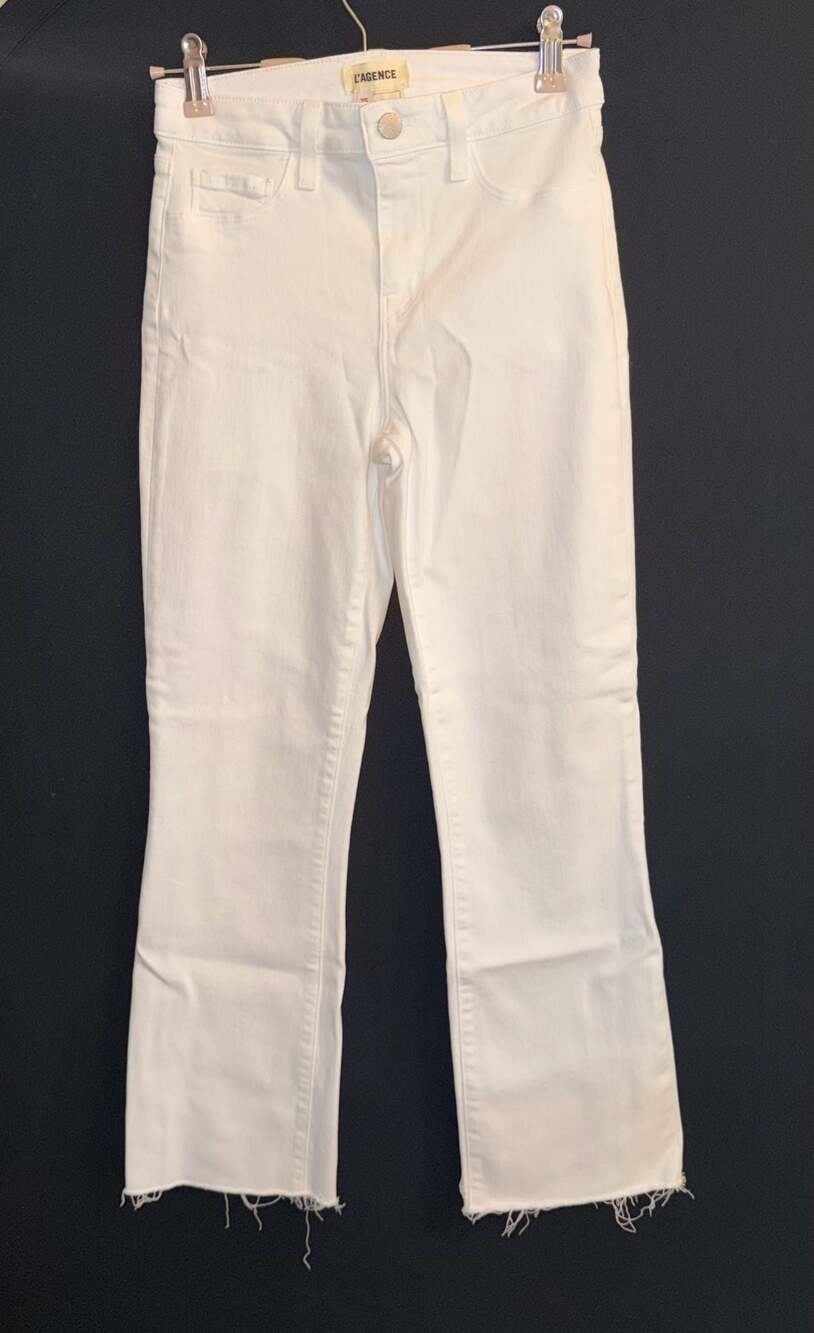 L'Agence White Cropped Flare Jeans Size 25